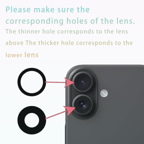 Image of 2 Packs Rear Camera Lens Glass Replacement for iPhone 16 Camera Glass Lens Replacement with Repair Tools