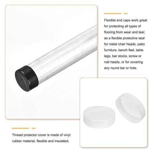 Image of uxcell 2pcs Rubber End Caps 300mm(11 13 /16 inch Inch) ID x 80mm(3 1 /8 Inch) H Vinyl Round Tube Bolt Cap Cover Screw Thread Protectors White