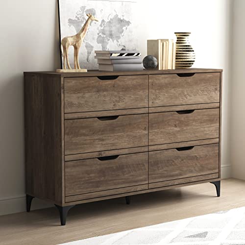 Galano Lilay 6 Drawer Dresser - Chest Of Drawers For Bedroom - Clothes Storage - Drawer And Closet Organizer - Drawer Glides - Easy Assembly - Knotty Oak #TOP7