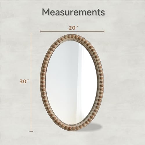COZAYH Distressed Wood Frame Accent Mirror, Rustic Farmhouse Style Decorative Wall Mirror (Oval) - Image 3