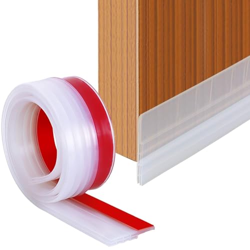 Image of SPIREX Silicon Door Bottom Sealing Strip | Self Adhesive Gap Filler Rubber | Door Bottom Sealing Strip Guard | Protector from Cockroach, Insect, Bugs, Air (White)