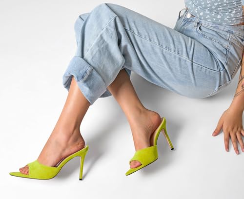 Image of TNYNFBEB Womens Stiletto High Heel Pointed Open Toe Sandals Mules Shoes Slingback Slip-on Prom Party Dress Summer 3.9 Inches Heels