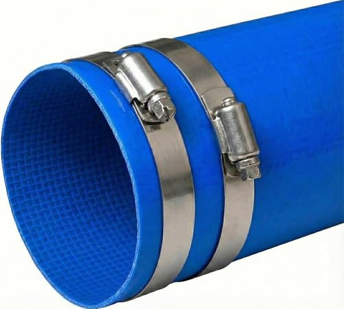 Image of 50 Metre (164.0ft) x 76mm (3") Lay Flat Hose Pipe + Hose Clips Blue