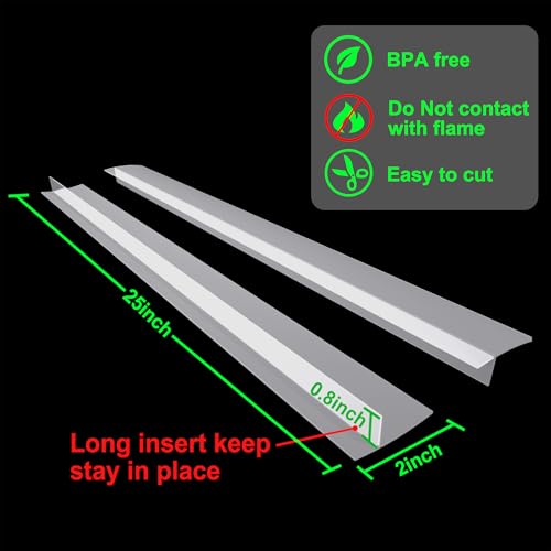 Image of Silicone Stove Counter Gap Cover - 25 Inches Oven Gap Filler 2 Pack Clear | Transparent stove gap covers gap guards range side oven counter gap filler seals spills between kitchen appliances, stovetop
