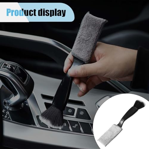 Car Double Head Clean Brush, 2 in 1 Duster for Car Clean, Car Interior Dust Detailing Brush for Air Vents Dashboard Screen, Soft Car Cleaning Tool Accessories (Black) - Image 7