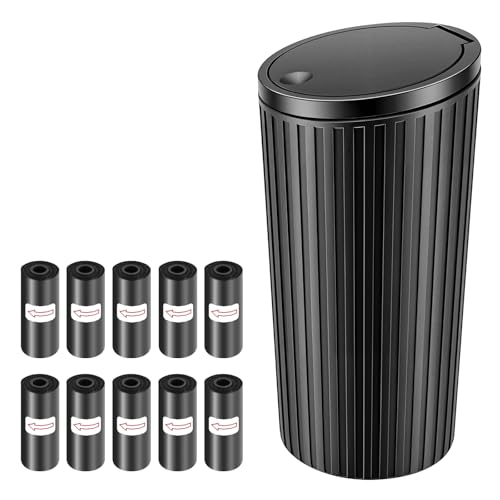 Flying Pottery Poubelle Voiture Interieur, Poubelles de Voitures avec Couvercle, Mini Poubelle avec 10 Rouleaux de Sacs Poubelles, pour Car, Bureau, Maisons,...