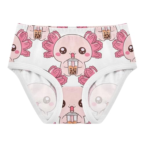 Girls Underwear Toddler 2t Cotton Panties Little Girl Animal Underpants Briefs Cute Beige Axolotls Pink Tea