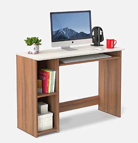 Image of MAMTA DECORATION Engineered Wood Writing Study Table with Storage Wooden Computer Tables Office Desk for Home (White Finish)