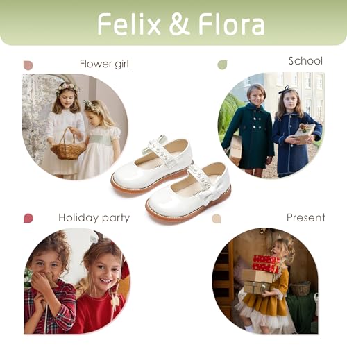 Image of Felix & Flora Toddler Girl Mary Jane Dress Shoes - School Oxford Flats for Girl Party Shoes.