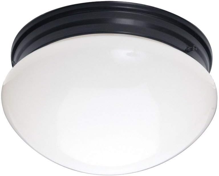 Maxim Lighting Essentials 2-Light Flush Mount | Black Finish | White Glass Shade | Mid-Century Flush Mount | Ideal for Bedrooms, Hallways & Entryways | Dimmable Damp Rated | 5881WTBK