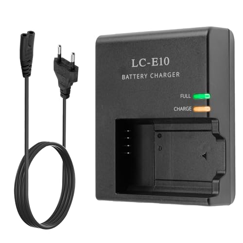 Caricabatterie Rapido LC-E10 Per Batteria LP-E10 Canon – Compatibile Con EOS 1100D, 1200D, 1500D, 3000D, X50, Certificato CE Con Cavo UE