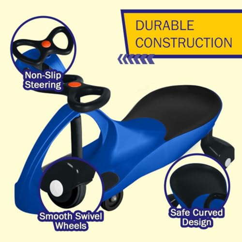 Image of Wiggle Car - Ride on Toy for Ages 3 and Up - Toddler Ride on Toys with no Batteries, Gears, or Pedals Just Twist, Wiggle, and Go by Lil' Rider (Blue and Black)