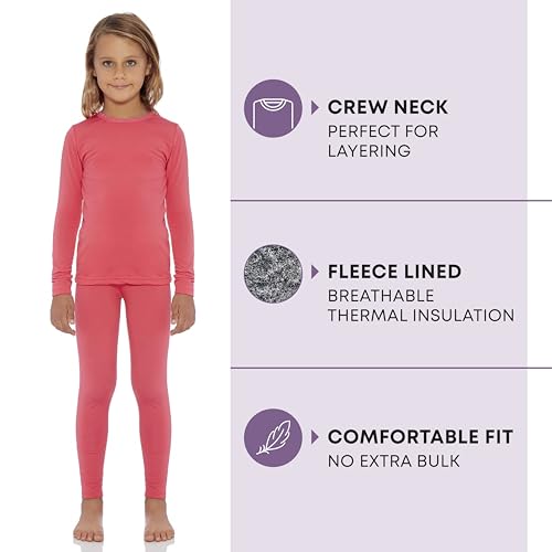 Image of Rocky Thermal Underwear for Girls Fleece Lined Thermals Kids Base Layer Long John Set
