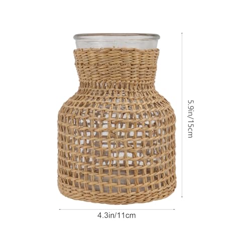 Support composition de fleur verre stable avec pot herbe kaki - 3
