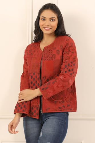 Image of SAY Women's Cotton Regular Fit Quilted Jacket For Winter Wear