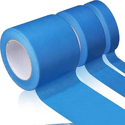 Affrolling 3 Pack Wide Blue Painters Tape, 1" 2" 4'' x 60 Yard, Multi Size Painting Masking Tape, Clean Release Paper Tape for Home, Office, DIY Art, Crafts, Labeling, Decoration