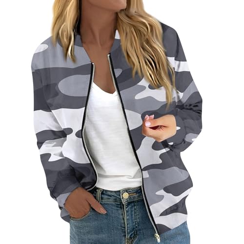 Generisch Damen Jacke Winter Camouflage Bomberjacke Damen Camo mit...