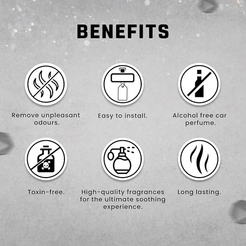Image of Uno Aroma Black crystal Car Perfume - Alcohol-Free, Long-Lasting Car Fragrance, Removes Odours, Toxin-Free & Easy to Use Hanging Card, No-Gas Car Perfume with 200+ Sprays, Last upto 90 days (30mlx2)