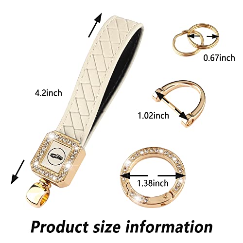 Rhinestone Bling Car Keyring For Women,Interior Accessories Keychains Leather Car Key Fob Car Accessories Key Ring (White) #TOP1