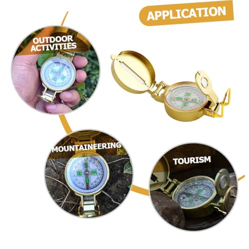 Brújula portátil multifuncional para senderismo con diseño retro miniatura 7
