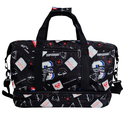 SUPERMAN Travel Duffle Bag with Krypton-Inspired Graphics Durable Construction Spacious Storage Adjustable Shoulder Strap and Multiple Carrying Options for Fans of Bold Designs