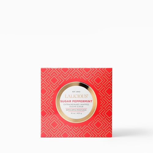 Image of LALICIOUS Sugar Peppermint Exfoliating & Moisturizing Body Scrub | Coconut Oil | Pre-Shave Scrub for Ingrown Hairs & Razor Bumps | Gently Buffs & Smooths Sensitive Skin | No Parabens | Large 16oz