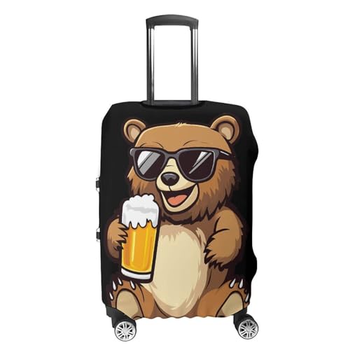Cool Bear Drinking Beer Luggage Covers Washable Travel Suitcase Cover Elastic Baggage Protector4