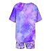 Girls Kpop Inspired Tie Dye T-Shirt and Shorts Set 2 Piece Short Sleeve Tee with Demon Themed Star Print for Kids Hunters Birthday Outfit 02 Light Pink 120