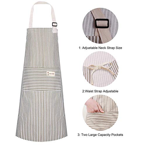Lofekea Aprons 2 Pack Adjustable Bib Aprons With 2 Pockets Cotton Linen Cooking Kitchen Chef Apron For Women And Men #TOP1