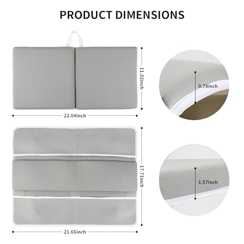Comfortable-Bath-Kneeler-and-Elbow-Rest-Pad-Set-Bathtub-Kneeling-Pad-for-Baby-Bathing-Parents-Painless-Memory-Foam-Mat-with-Bath-Toys-Foldable-Organizer-Pockets-Quick-Drying-Easy-to-Clean-Gray