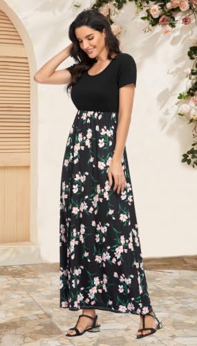 Image of Mommy Jennie Women's Maxi Dresses Short Sleeve Long Casual Summer Sundresses