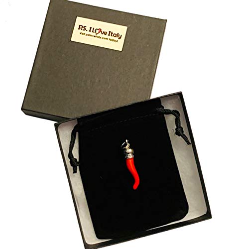 Italian Red Horn Pendant - Silver Cornicello Good Luck Pendant4