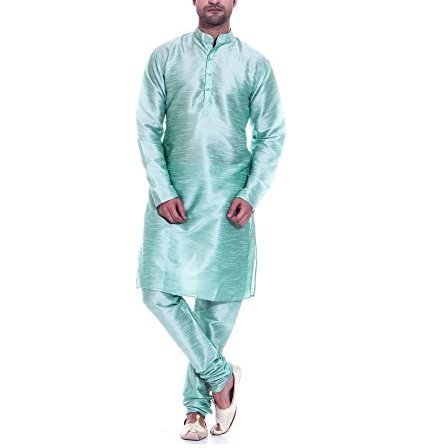 Kurta azul de seda para hombre conjunto cómodo para evitar el calor en bodas