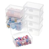 BENECREAT 8Pcs Clear Plastic Box Container 8.35x5.8x3.65cm Transparent Rectangle Storage Organizer with Lids for Beads, Small Items and Other Craft Projects, 3.2x2.2x1.4