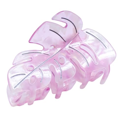 Pinza para cabello estilo hoja color rosa miniatura 1