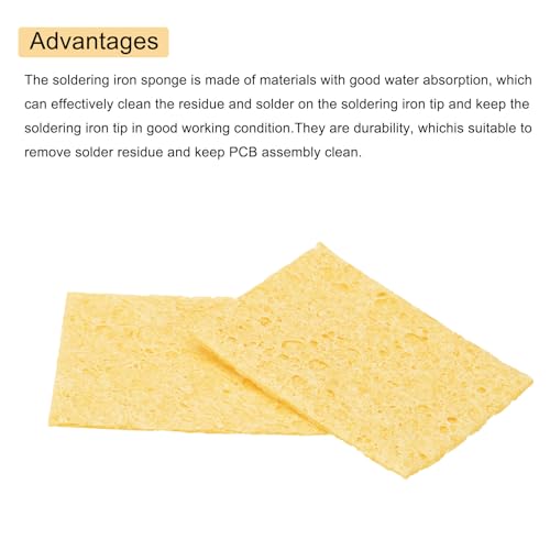 Image of MECCANIXITY 25PCS Soldering Sponge 50 x 35mm Rectangle Deep Yellow Cleaning Pad Welding Tip Iron Replacement for Cleaning Soldering Iron 1mm Natural Thickness 6mm Water Absorption Thickness