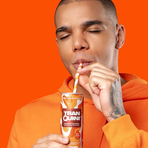 Tranquini Calming Drink With Herbal Adaptogens | Sparkling Water Stress Relief Beverage | Sugar Free, Non Alcoholic, Gluten Free, Vegan - 250ml Ginger Lemongrass (6 cans)