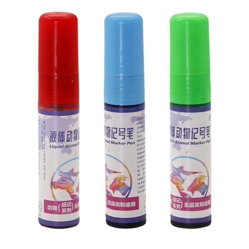 Lot de 3 marqueurs d'identification pour bétail - Marqueurs pour bétail et vaches - Pour l'identification des vaches, des moutons, des agneaux, des veaux et des chèvres dans la