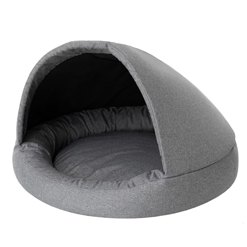 PillowPrim 2 in 1 Hundebett und Hundehaus, Stoffhaus, Katzenhöhle, Hundehütte, Hundekorb, Hundeliege, Schlafplätze, Möbel für Tiere, Graphit, XL: 100x100x62 cm