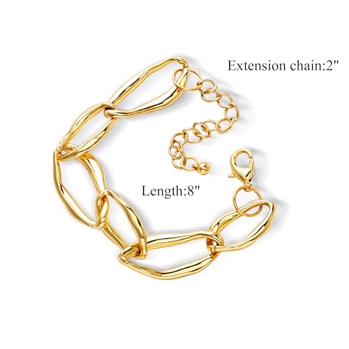 Chunky Gold Chain Bracelet Extra Large Link Chain Gold Bracelet Adjustable Plus Size Gift for Women Length 20+5CM2