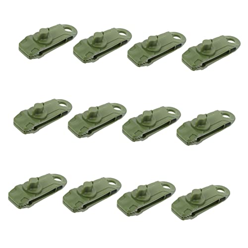 CORHAD 12stücke Teiliges Tarp Clips Multifunktionale Zeltklammern Mit Starkem Verriegelungsgriff Für Outdoor-Camping Planen Und Abdeckungen Militärgrün