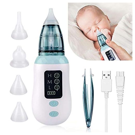 Baby Nasal Aspirator, Flend Electric Nose Suction for Baby, USB Rechargeable Snot Sucker with 4 Silicone Tips, Booger Sucker for Infants, LCD Display Ear Wax Removal Tool for Toddlers and Kids