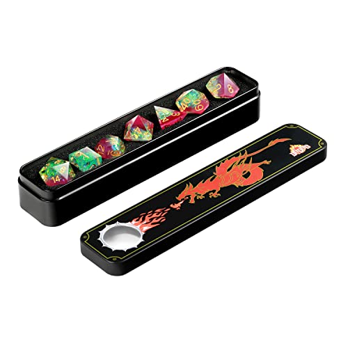 Rose DND Dice Set,DNDND Handmade Sharp Edge Dungeons and Dragons Dice Set including Gorgeous Gift Case for DND (Rose and Tranlucent with Gold Number) - Image 2