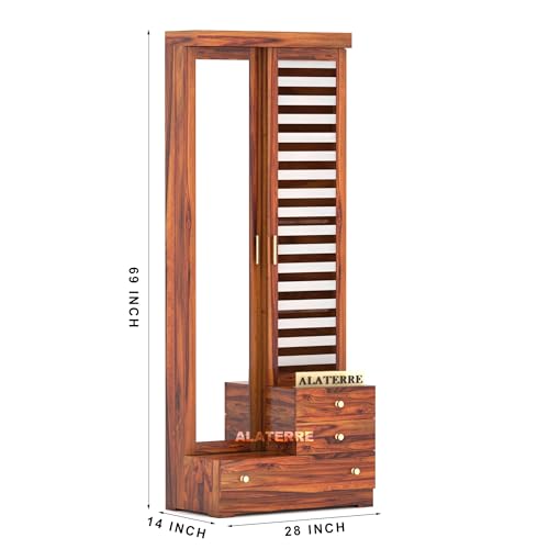 Image of Sheesham Wood Dressing Table with Double Door | Wooden Dressing Table | Sheesham Wood | Bedroom Furniture (Natural)