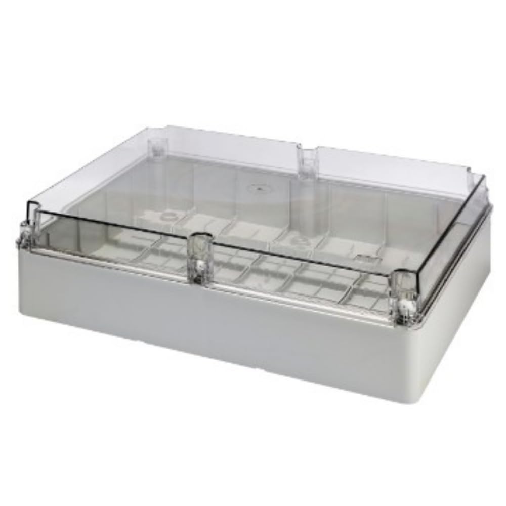 Gewiss GW44431 glatten Wand Box für JUNCTION und elektrischen und elektronischen Geräten, Uni geschraubt, transparentem Deckel 460 mm L x 380 mm H x 120 mm D, 48 mm max Loch Durchmesser, grau