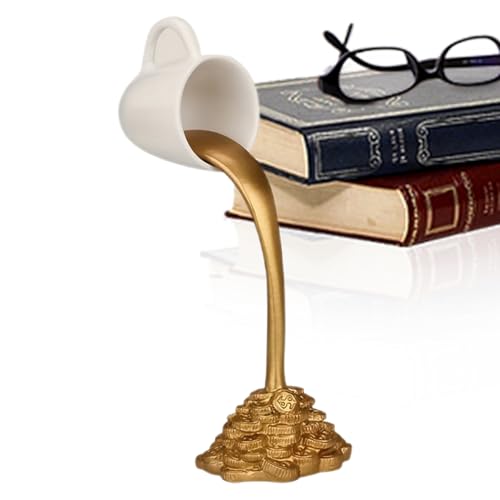 Genérico Taza de café flotante – Taza de café flotante, decoración de taz de derramada, elegante de diseño de vertido | Decoración moderna de exhibición de estudio, escultura de oro para el Genérico Taza de café flotante – Taza de café flotante, decoración de taz de derramada, elegante de diseño de vertido | Decoración moderna de exhibición de estudio, escultura de oro para el