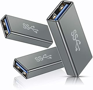 BASESAILOR USB Female to Female Adapter 3Pack,USB 3.0 Female to Type A Female 3.0 Cable Coupler for Connecting Two USB Male Ends Cord,Extension Connector