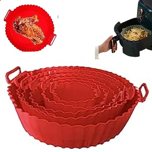 Kit 6 Formas Cestto Forro Silicone Para Air Fryer Microondas Assadeira Protetor Antiaderente, Conjun