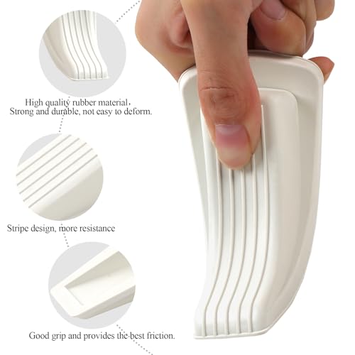 Image of 4 Pack Door Stoppers for Bottom of Door, White 4.8x2.2x1.3in Door Stops, Rubber Door Stopper Wedge, Sturdy Stackable Door Stops for Floor