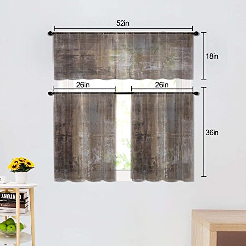 Mcalk Brown Kitchen Sheer Curtain Tiers And Valances Set Of 3Pc - Artistic And Fashionable Decor For Abstract Kitchen Windows #TOP5